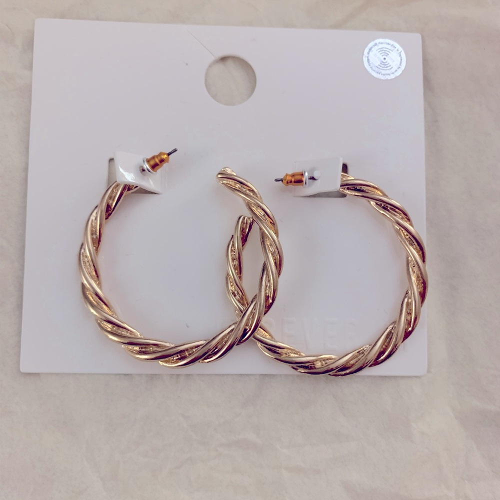 Forever 21 Twisted Large Hoop Earrings